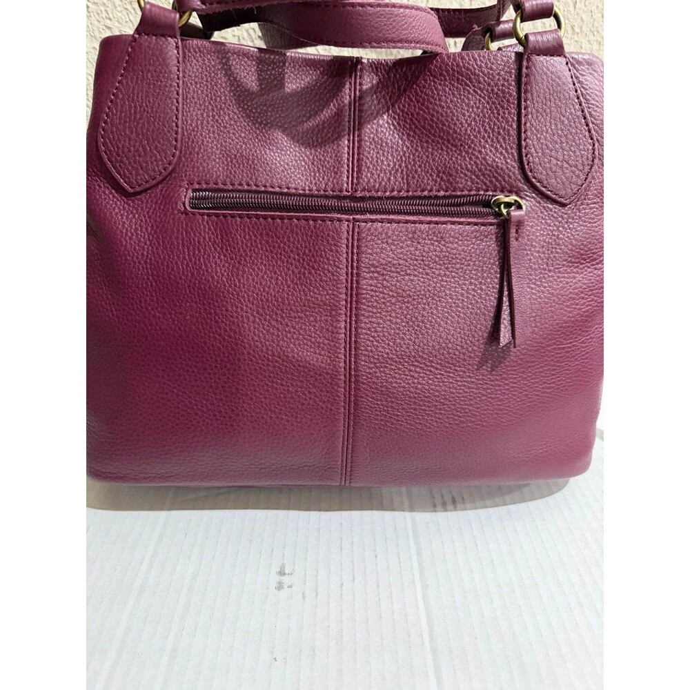 THE SAK Burgundy Leather Shoulder Bag Large Tote Purse